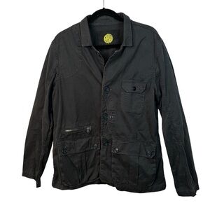 Pretty Green Utility Jacket Black Dark Grey Size L Casual Workwear